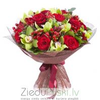 Zaļas orhidejas ar rozēm: Букет 84: Bouquet 84. gab. 88.00 €